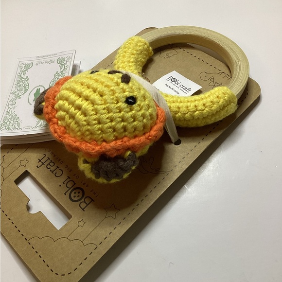 Bobi Craft ~ Hand Made Crochet Tiger Lion Yellow Rattle ~ Baby 3+ Months - Picture 3 of 4